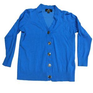 Dennis Blasso Bright Blue Cardigan Sweater Gold L